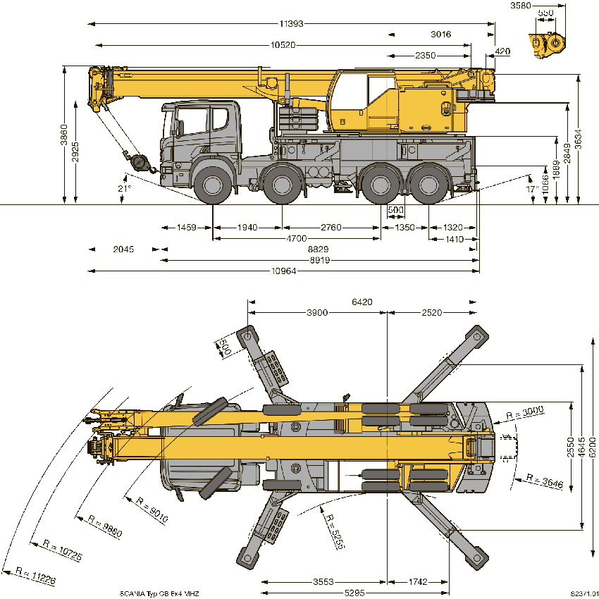 габаритные характеристики автокрана 45 тонн